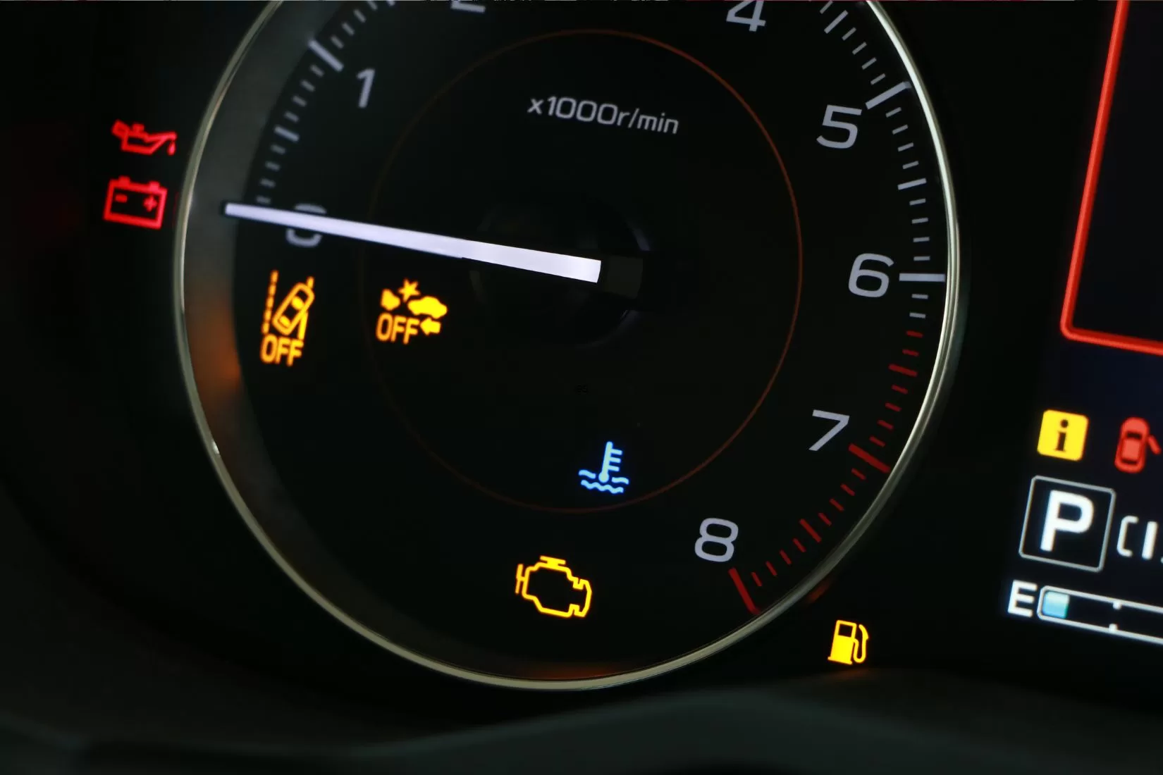 voyant lumineux dans la voiture